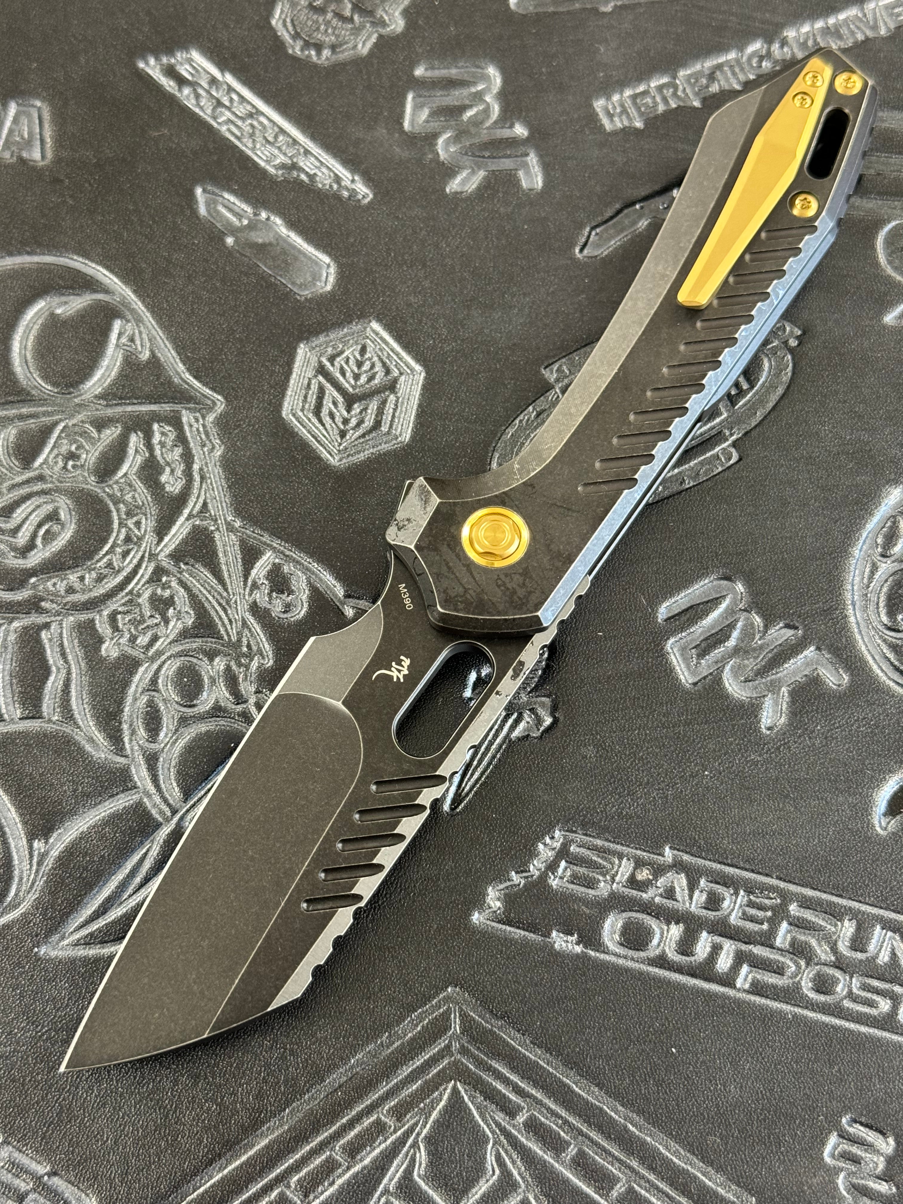 Vosteed RSKAOS - Top Liner Lock (3.3" M390 Sheepsfoot Black Stonewash Blade & Titanium Handle) - A0903