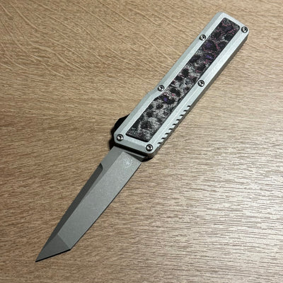 Chaves Dissident Tanto -  Clear Crosshatch Aluminum w/ GTA Camo Carbon Inlay & Blue Ano Clip - Stonewash M390