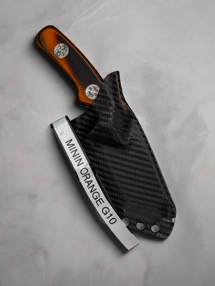 Beans Blades Fixed Blade Mini Warrior Tanto M390 Orange/ Black G10 Handles