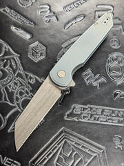 American Blade Works MODEL 2 TITANIUM Factory Light Blue Ano Wharncliffe Magnacut