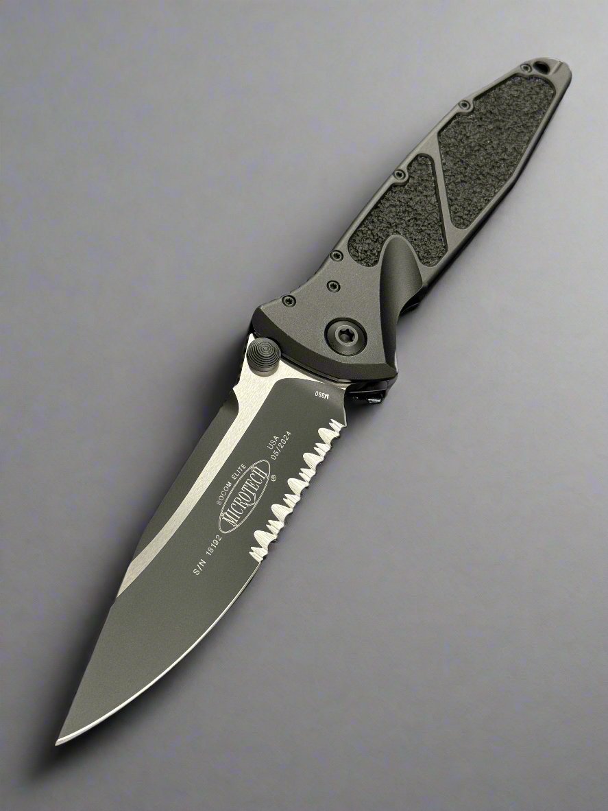 Microtech Socom Elite Single Edge Manual Partial Serrated Black Tactical Standard 160-2 T
