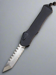 HERETIC KNIVES HYDRA OTF AUTOMATIC KNIFE 3.6" TANTO Partial Serrated STONEWASH H006-2B