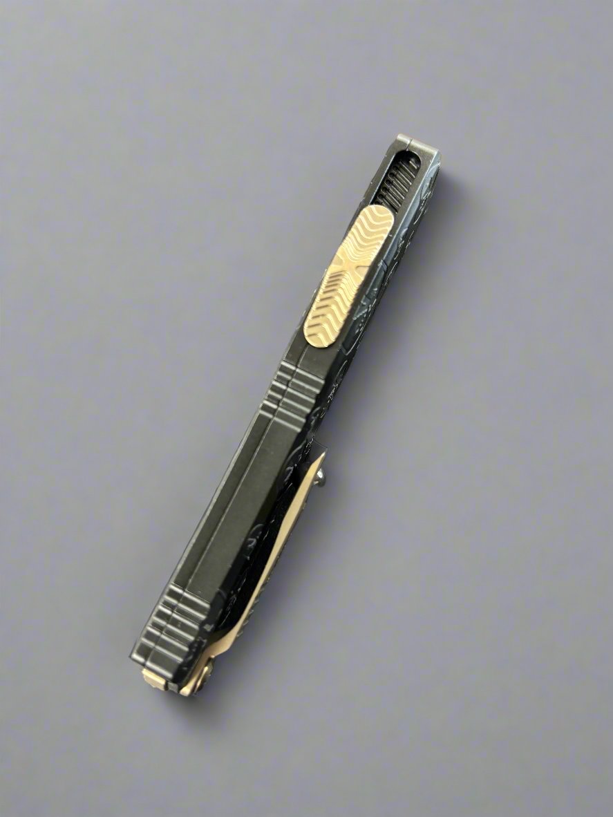 Microtech Knives Hera II Mini Damascus Bayonet w/ Black Claw Burst Deep Engraved Handle Signature Series 1701M-16 CBS