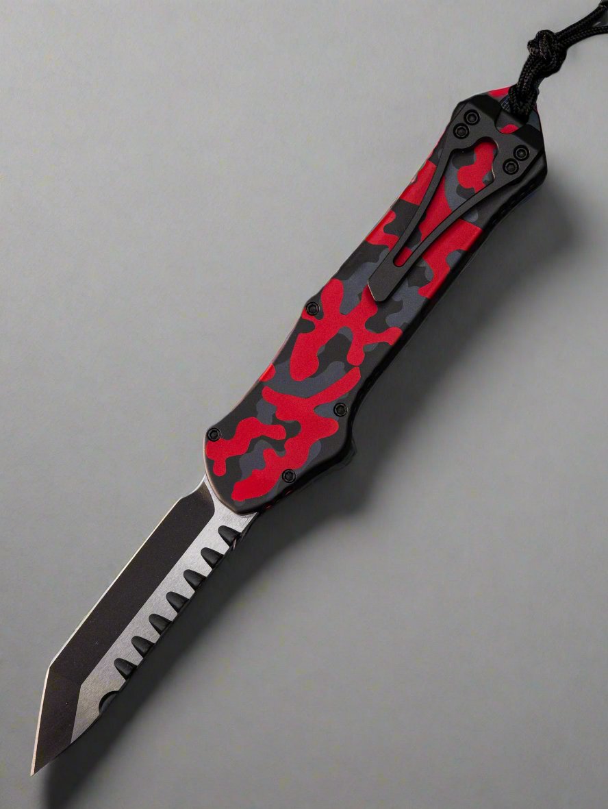 Heretic Hydra V3 Red Camo Aluminum Handle & Two Tone Cerakote Tanto MagnaCut H006-10A-RCAMO
