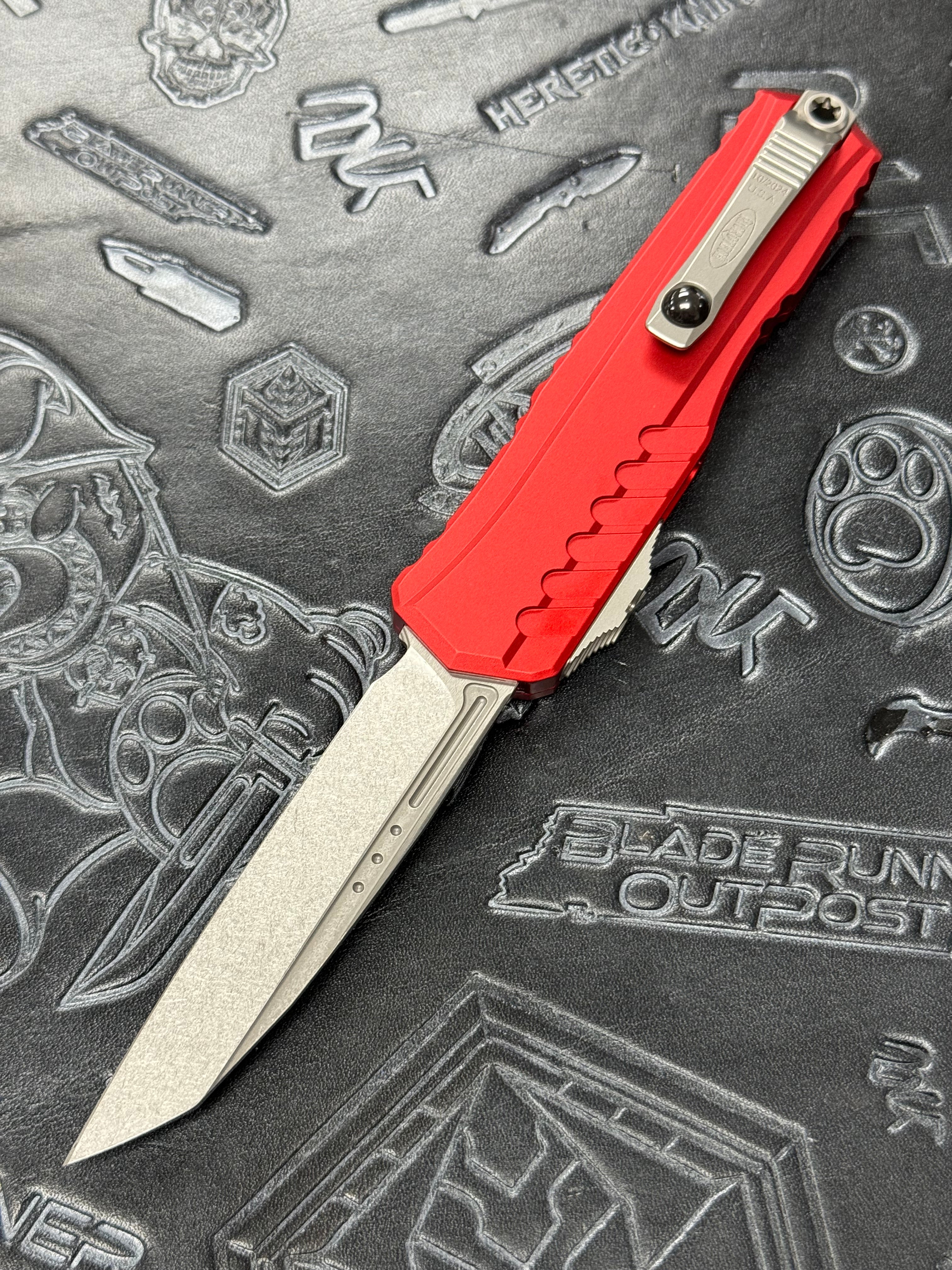 Microtech Cypher II S/E Stonewash Standard & Red Handle 1241-10 RD