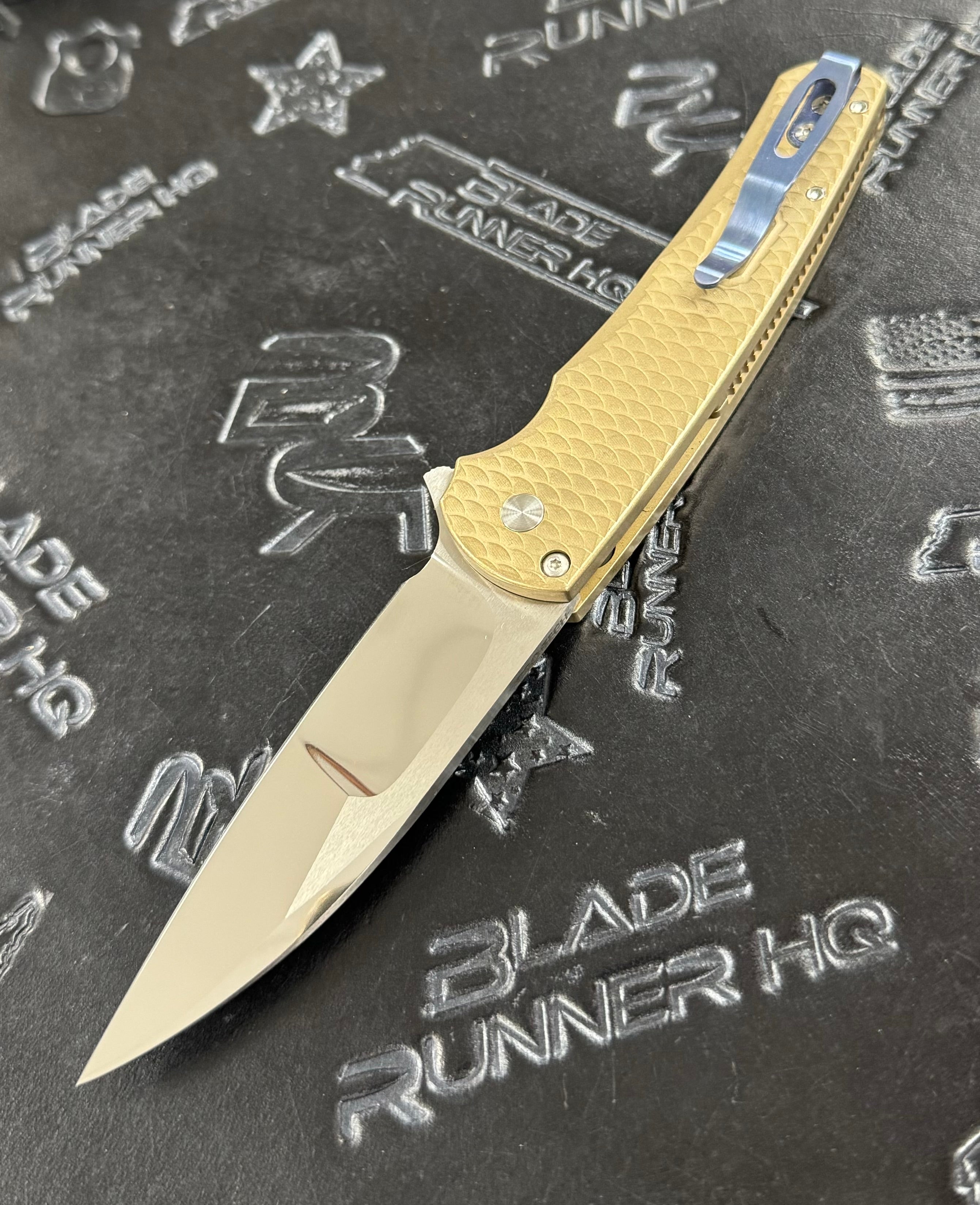 ProTech Malibu Blade Show Atlanta 2024 Distressed Bronze Irie Compound Grind Wharncliffe Mosaic Button /40
