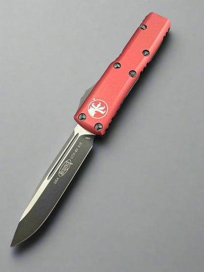 MICROTECH UTX-85 OTF AUTO KNIFE- SINGLE EDGE- MERLOT RED HANDLE- Standard BLADE 231-1