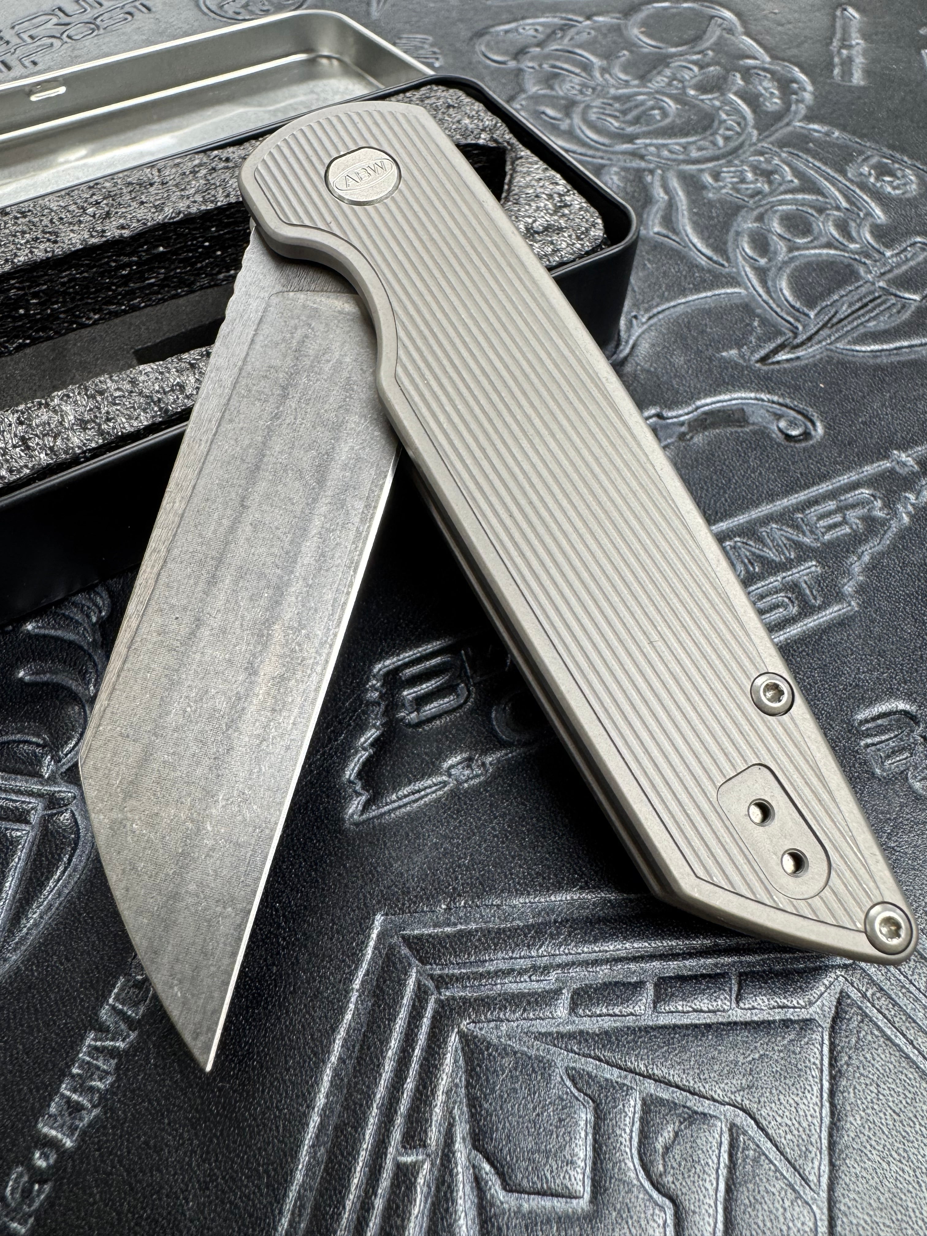 American Blade Works MODEL 2 TITANIUM Wharncliffe Factory Bead Blast Finish Magnacut