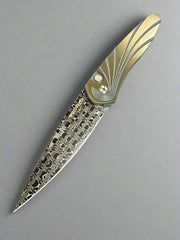 Protech 2024 Newport Custom 001 Bronze Titanium Wave Handle Vegas Forge Carbon Reptilian Damascus Abalone Push Button /60