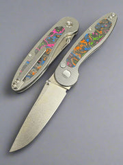 American Blade Works ABW - Model 1 - Magnacut - 80s Camo Carbon Inlaid Titanium - Button Lock - BROP Exclusive