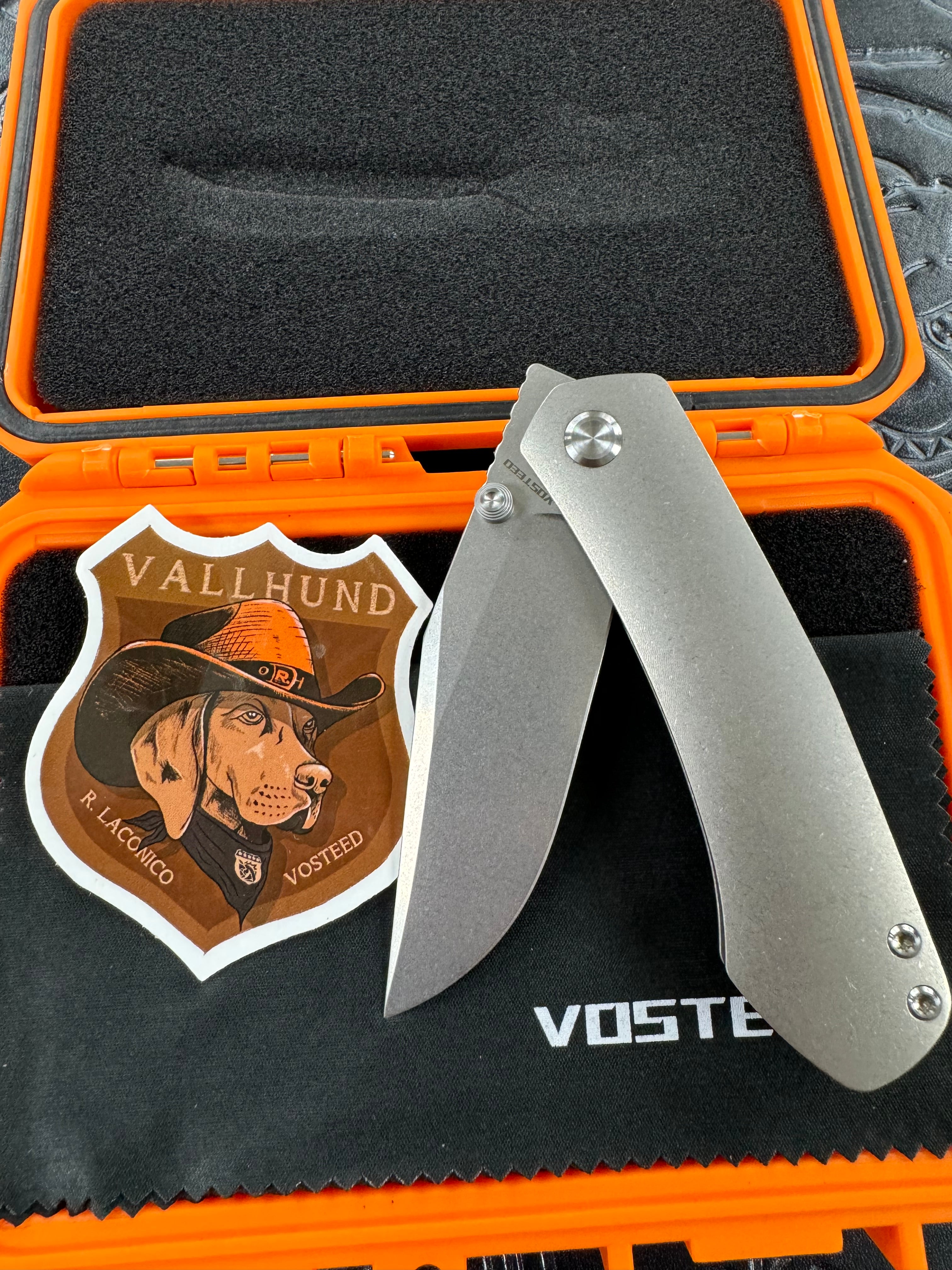 Vosteed Vallhund- Frame Lock Knife (3.02" S35VN Blade & Titanium Handle) - A2101 Stonewashed Plain