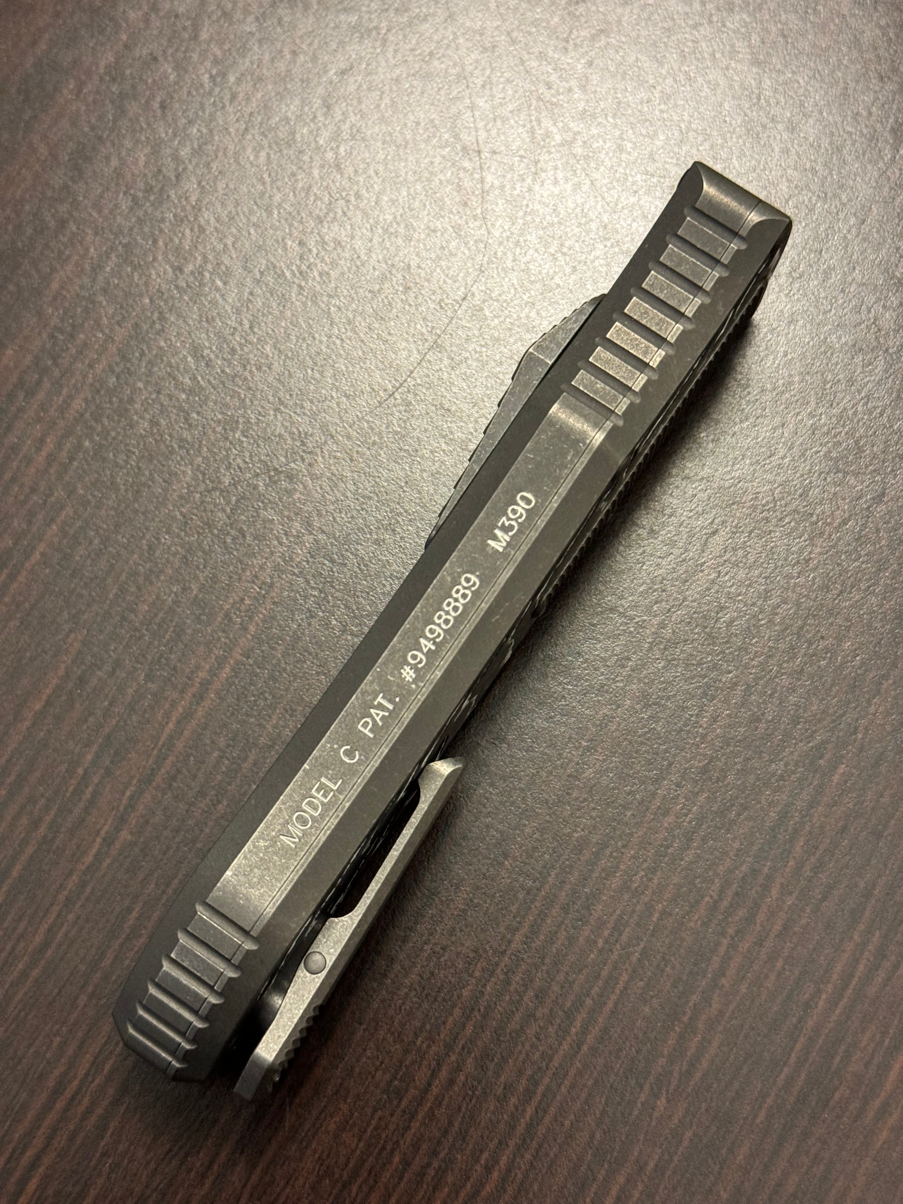 Hawk Deadlock Model C Titanium Handles Carbon Fiber Inlay Double Edge M390 BladeWest 24