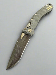Marfione Custom Knives Amphibian RAM-LOK Pekka Tuominen Damascus w Bronze Two Tone Hardware & Carbon Fiber Handles Prototype 1/1