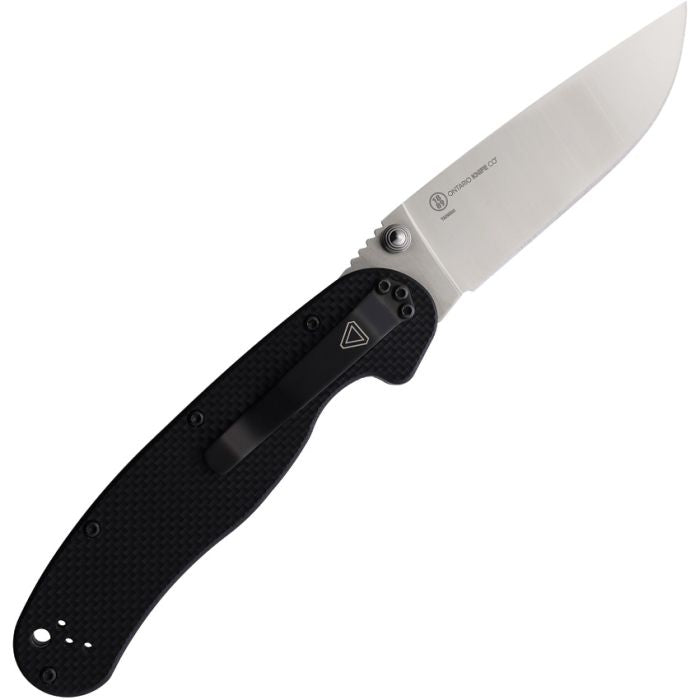 Ontario RAT Model 1.5 Liner Lock Folding Knife 3.25" CPM-MagnaCut Satin Plain Drop Point Blade, Black G10 Handles - 8880