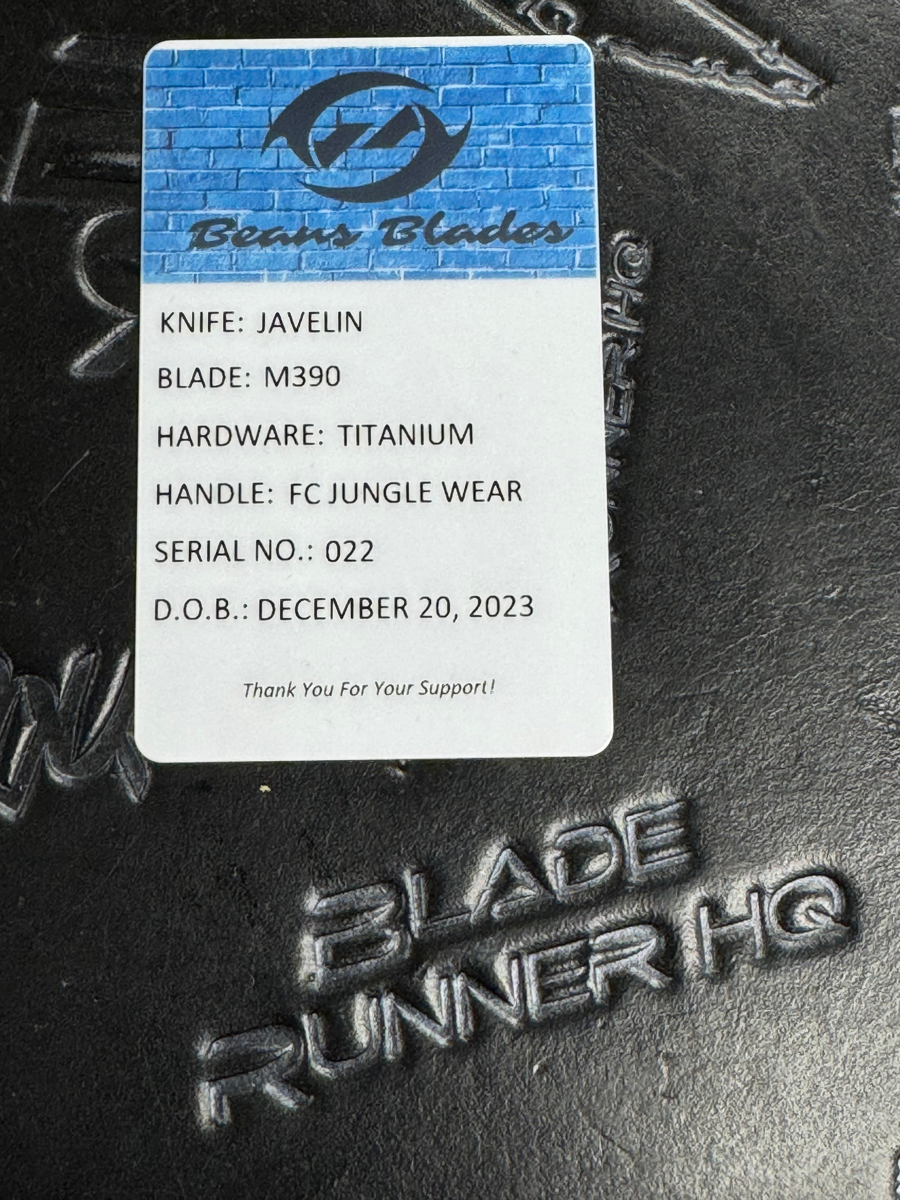 Beans Blades Fixed Javelin M390 Fat Carbon Jungle Wear