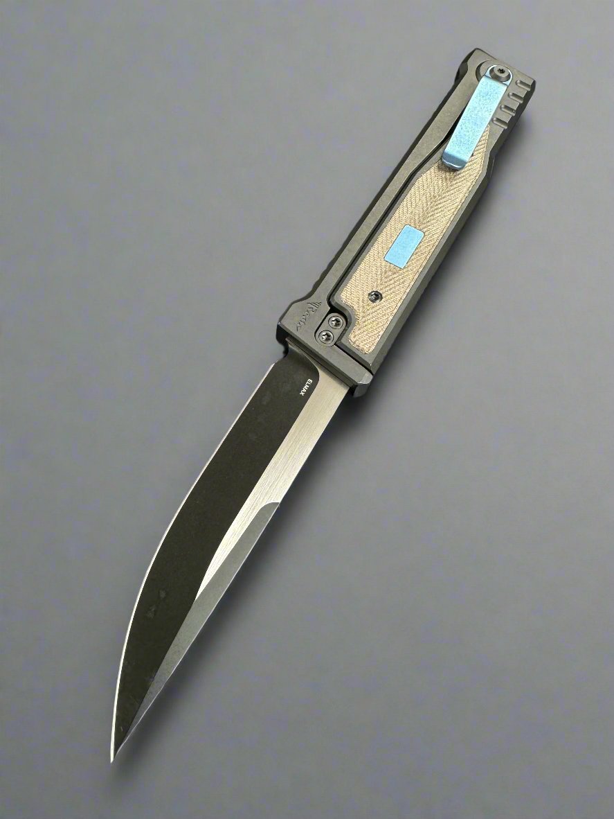 Reate Exo Gravity Knife Green Micarta 3.7 Inch Plain Dual Finish Drop Point Large w Lock