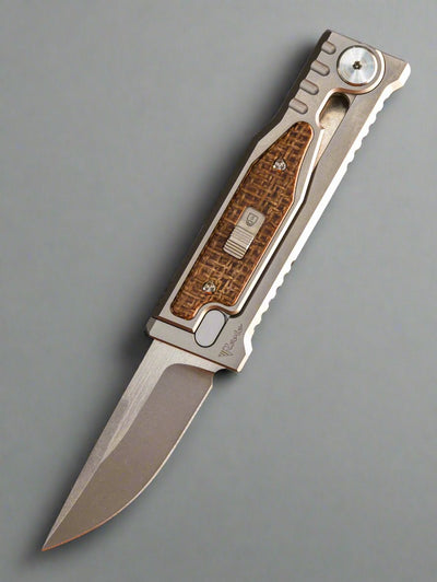 REATE EXO-MINI POCKET KNIFE BROWN MICARTA INLAY HANDLE CPM-3V DROP POINT BLADE