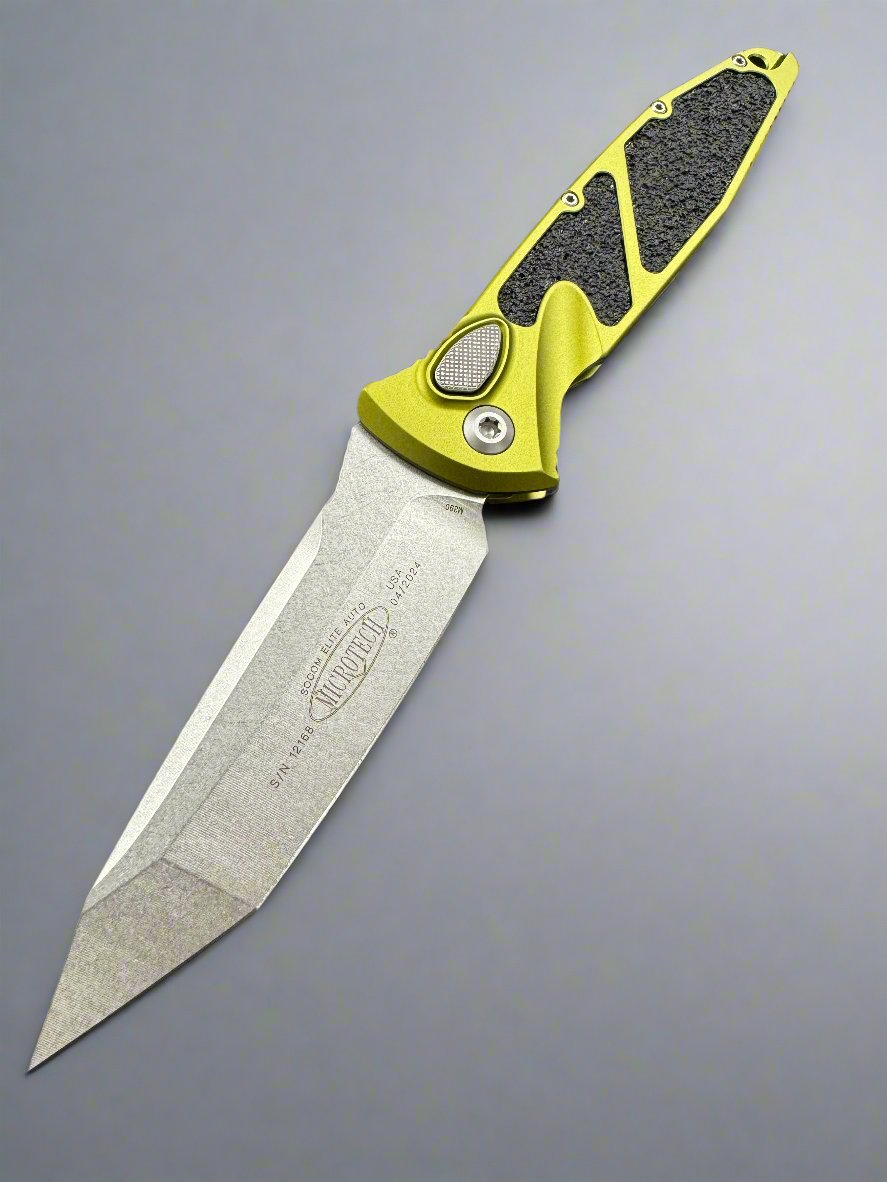 Microtech Socom Elite Automatic Tanto Green Stonewashed Plain Edge 161A-10OD