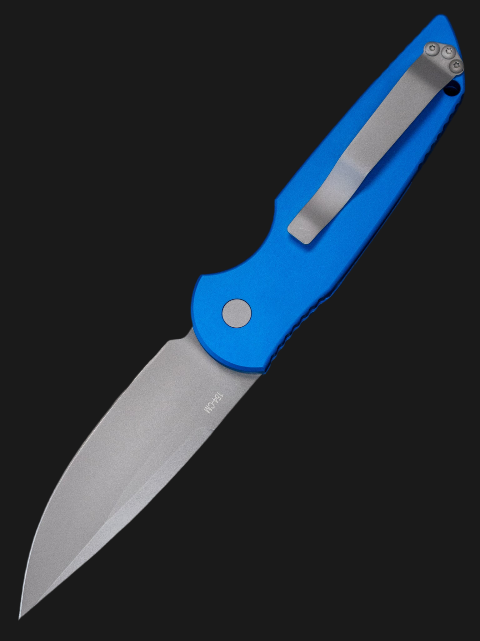 PROTECH TR-3 TACTICAL RESPONSE 3 OUT THE SIDE (OTS) AUTO KNIFE- BLUE GROOVED HANDLE- BLASTED FINISHED BLADE TR-3 BLUE