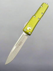 MICROTECH UTX-85 OTF AUTO KNIFE- SINGLE EDGE- OD GREEN HANDLE- APOCALYPTIC BLADE 231-10 APOD