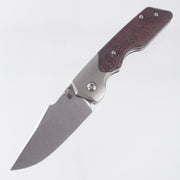 Attn2Detail Mercantile Mk.3 Medium Bolster Lock Gen4 Harpoon Rising Grind - Bright Stonewash Titanium w/ Purple Fukugo Fat Carbon Scales - Stonewash Satin Magnacut