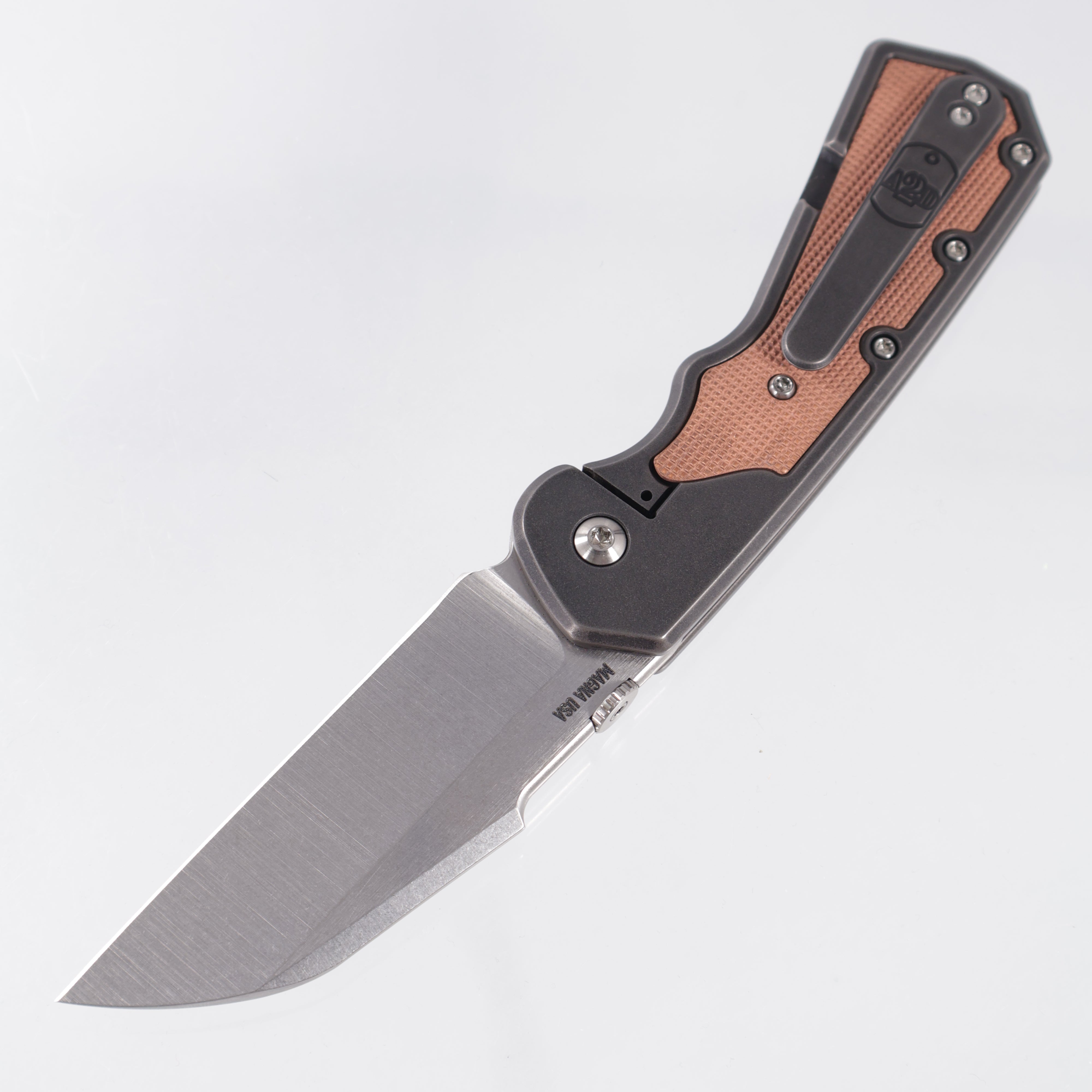 Attn2Detail Mercantile Delta Gen4 Harpoon Sheepsfoot - Blackened Titanium w/ 20 LPI Copper Inlays - Stonewash Satin Magnacut