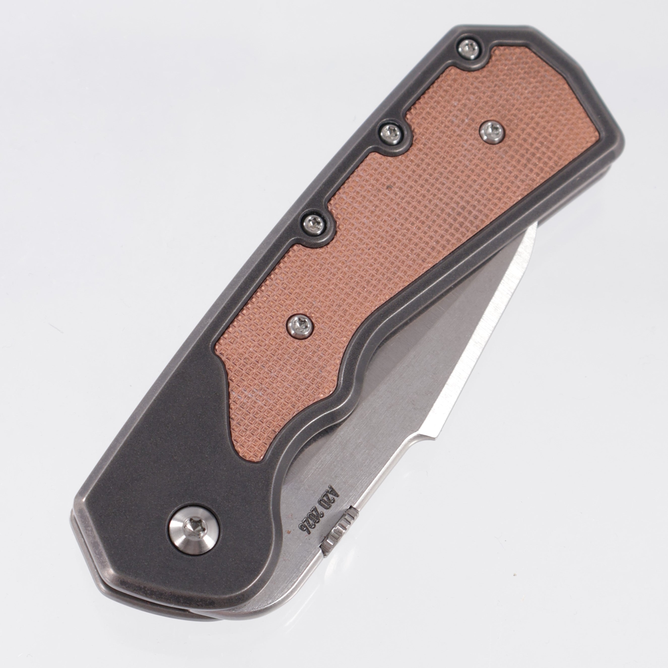 Attn2Detail Mercantile Delta Gen4 Harpoon Sheepsfoot - Blackened Titanium w/ 20 LPI Copper Inlays - Stonewash Satin Magnacut
