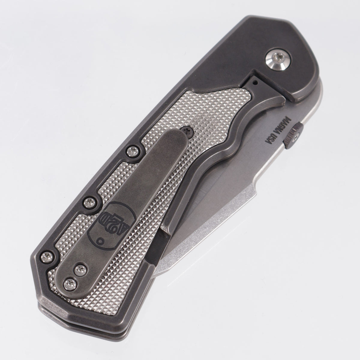 Attn2Detail Mercantile Delta Gen4 Harpoon Sheepsfoot - Blackened Titanium w/ 20 LPI Titanium Inlays - Stonewash Satin Magnacut