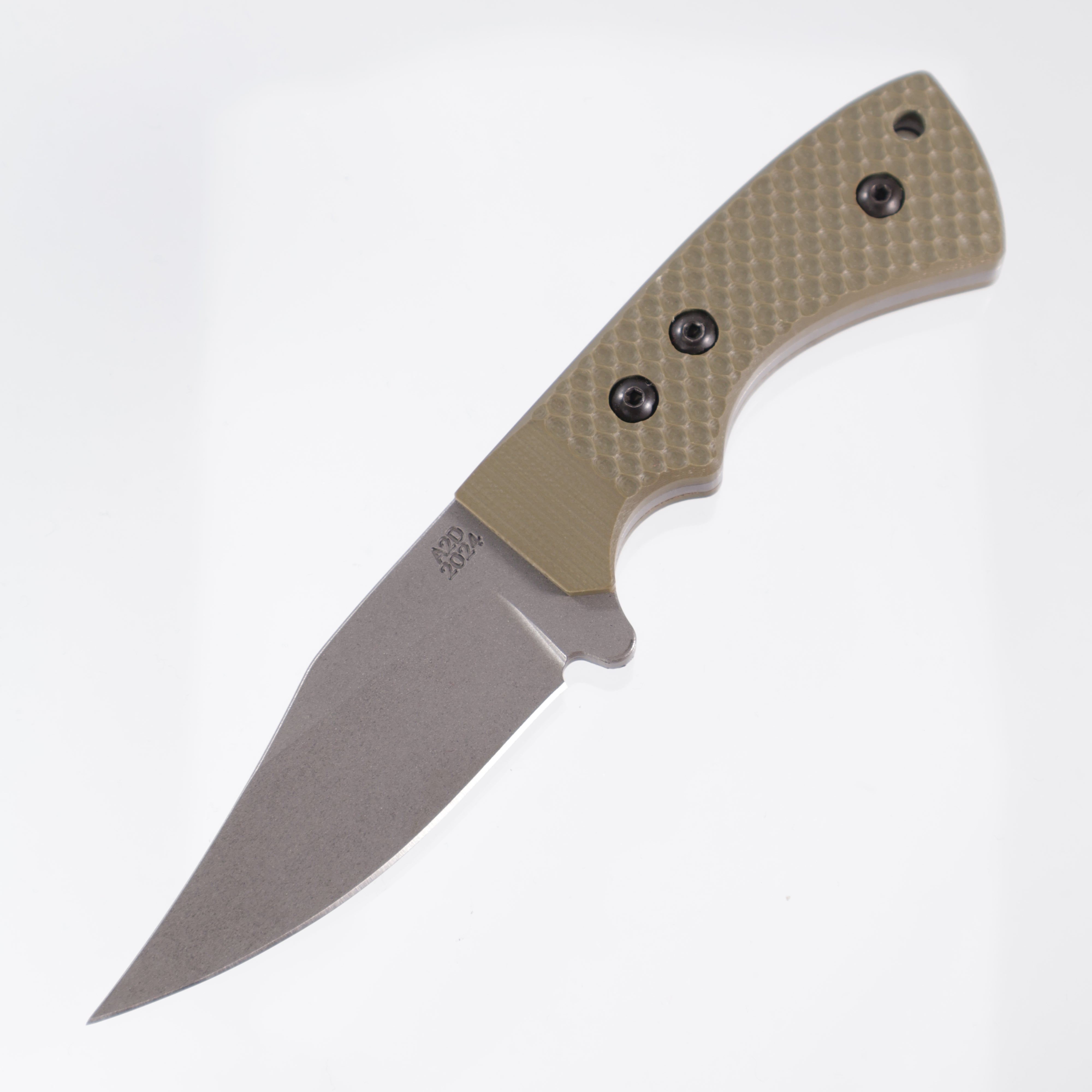 Attn2Detail Mercantile Lil Pecker - Double Divot OD Green G10 - Mini Bowie - Stonewash S35VN