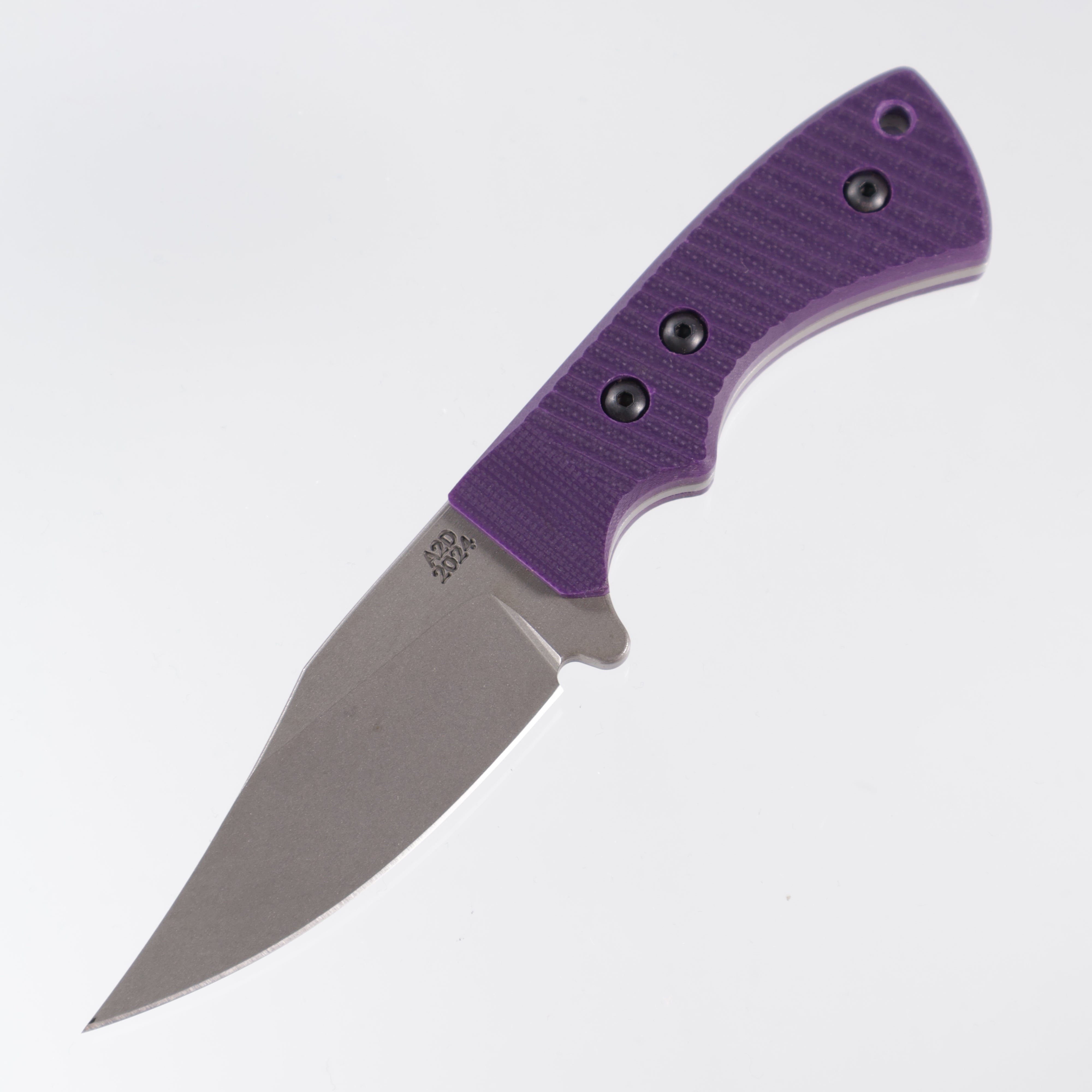 Attn2Detail Mercantile Lil Pecker - Ridged Purple G10 - Mini Bowie - Stonewash S35VN