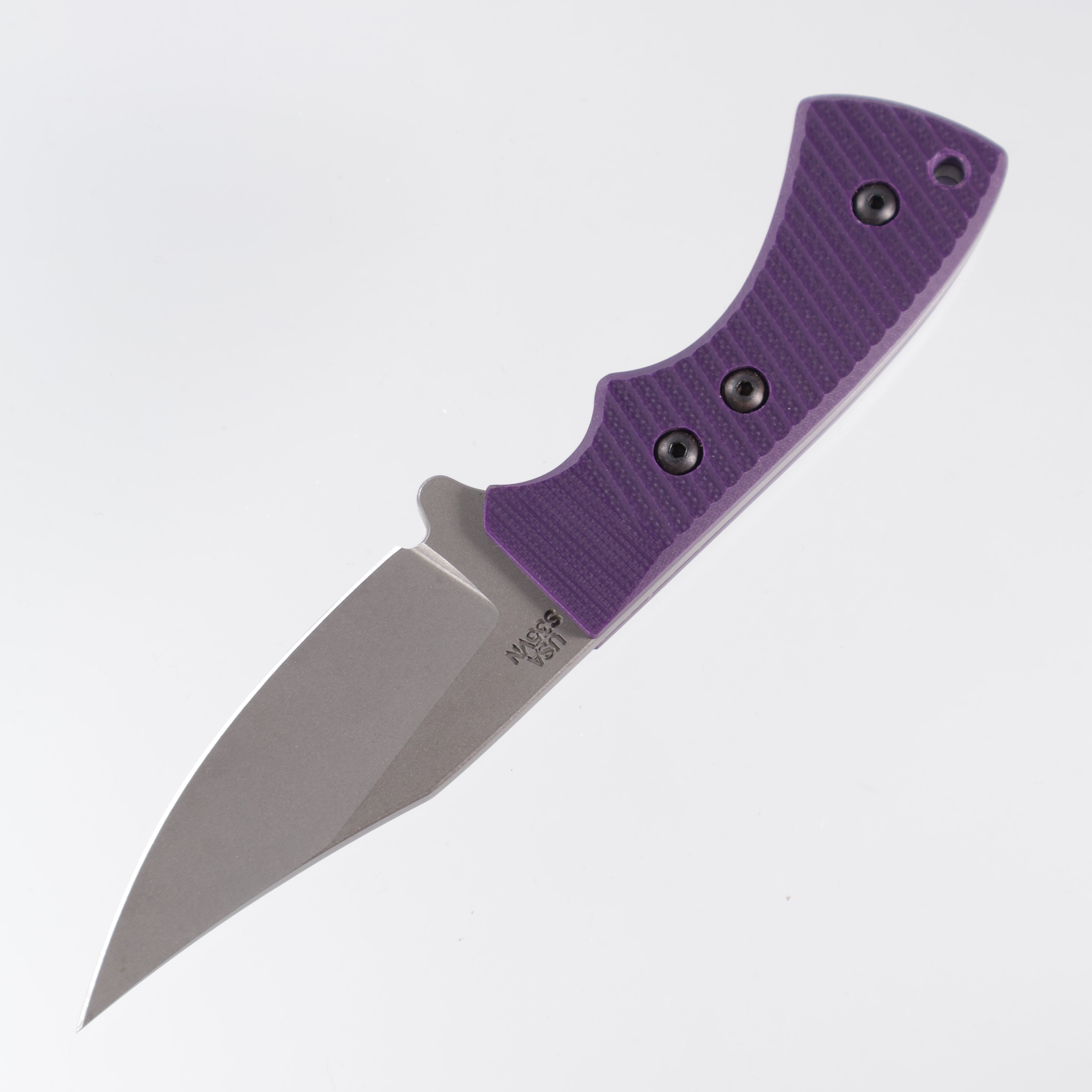 Attn2Detail Mercantile Lil Pecker - Ridged Purple G10 - Mini Bowie - Stonewash S35VN
