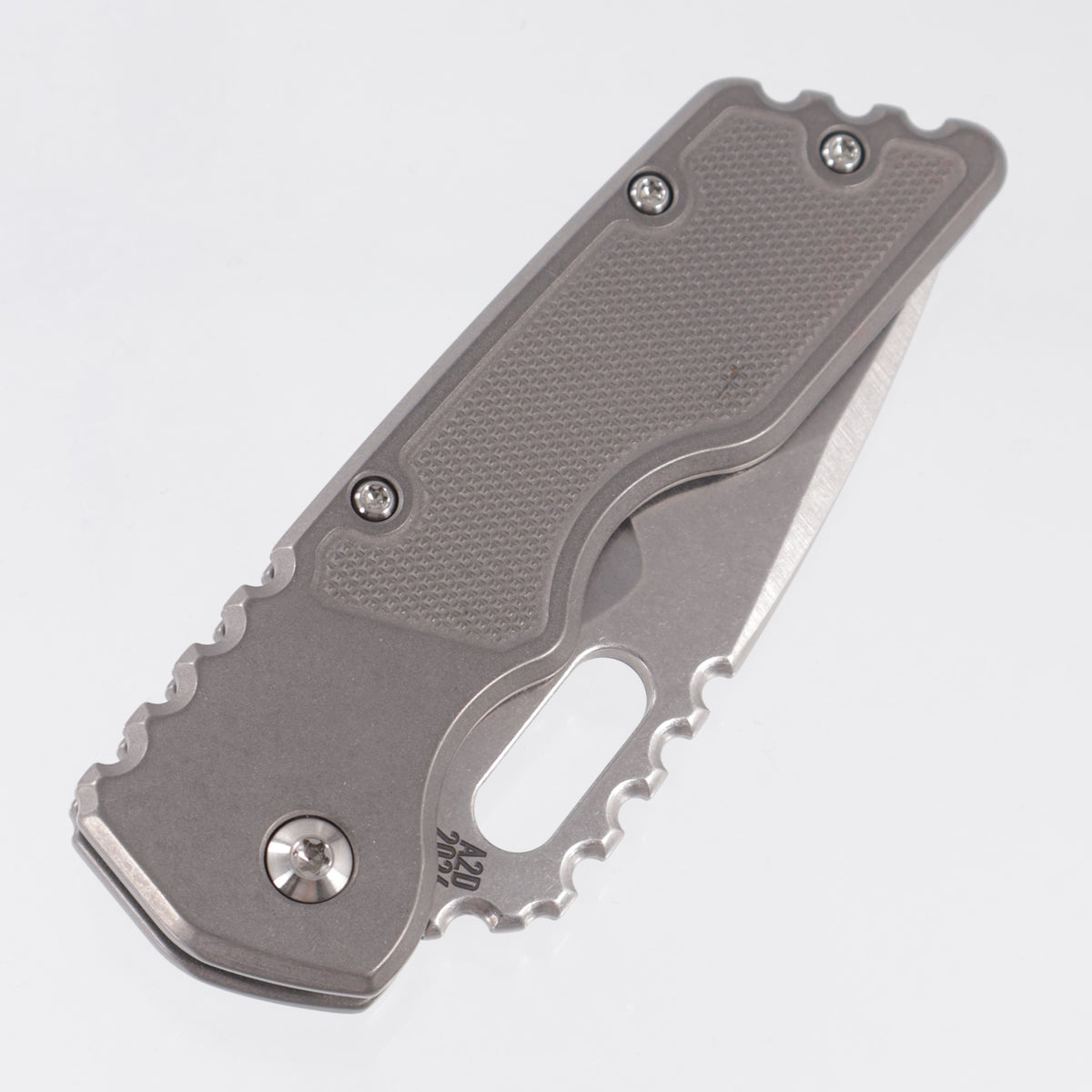 Attn2Detail Mercantile Mk.2 Bravo Medium Gen4 Hissatsu Compound Grind - Greywash Titanium w/ 20 LPI Faux Inlays  - Stonewash Satin Magnacut - A2D