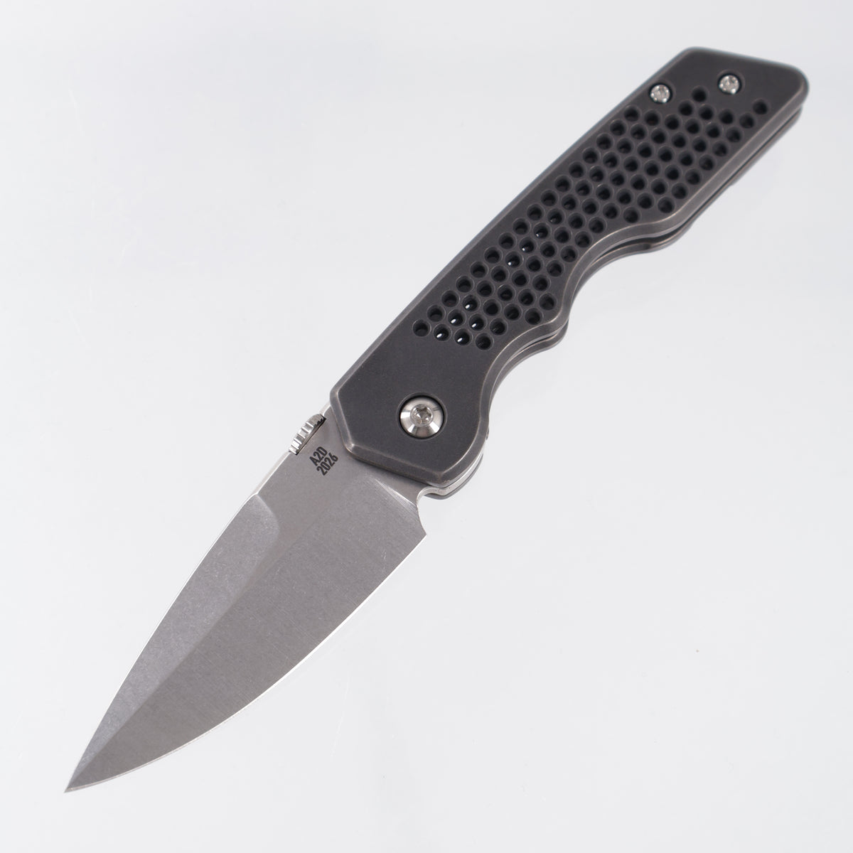 Attn2Detail Mercantile Mk.3 Medium Gen4 Bayonet Grind - Blackened Titanium w/ Tech Screen Faux Inlays - Stonewash Satin Magnacut - A2D