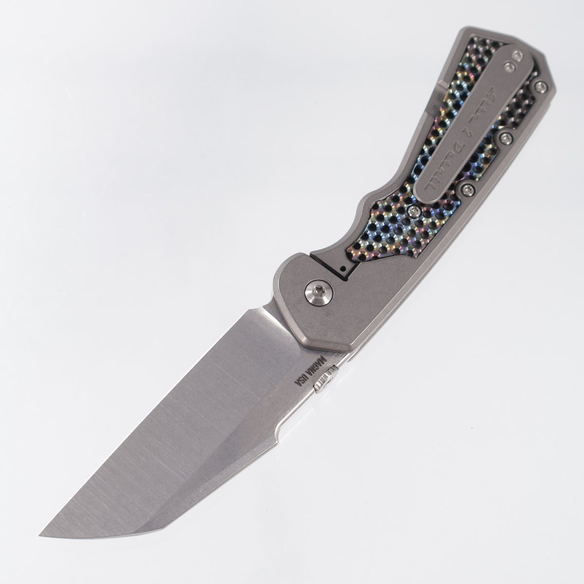 Attn2Detail Mercantile Delta Gen4 Harpoon Sheepsfoot - Greywash Titanium w/ Heat Colored Zirc Tech Screen Inlays - Stonewash Satin Magnacut - A2D