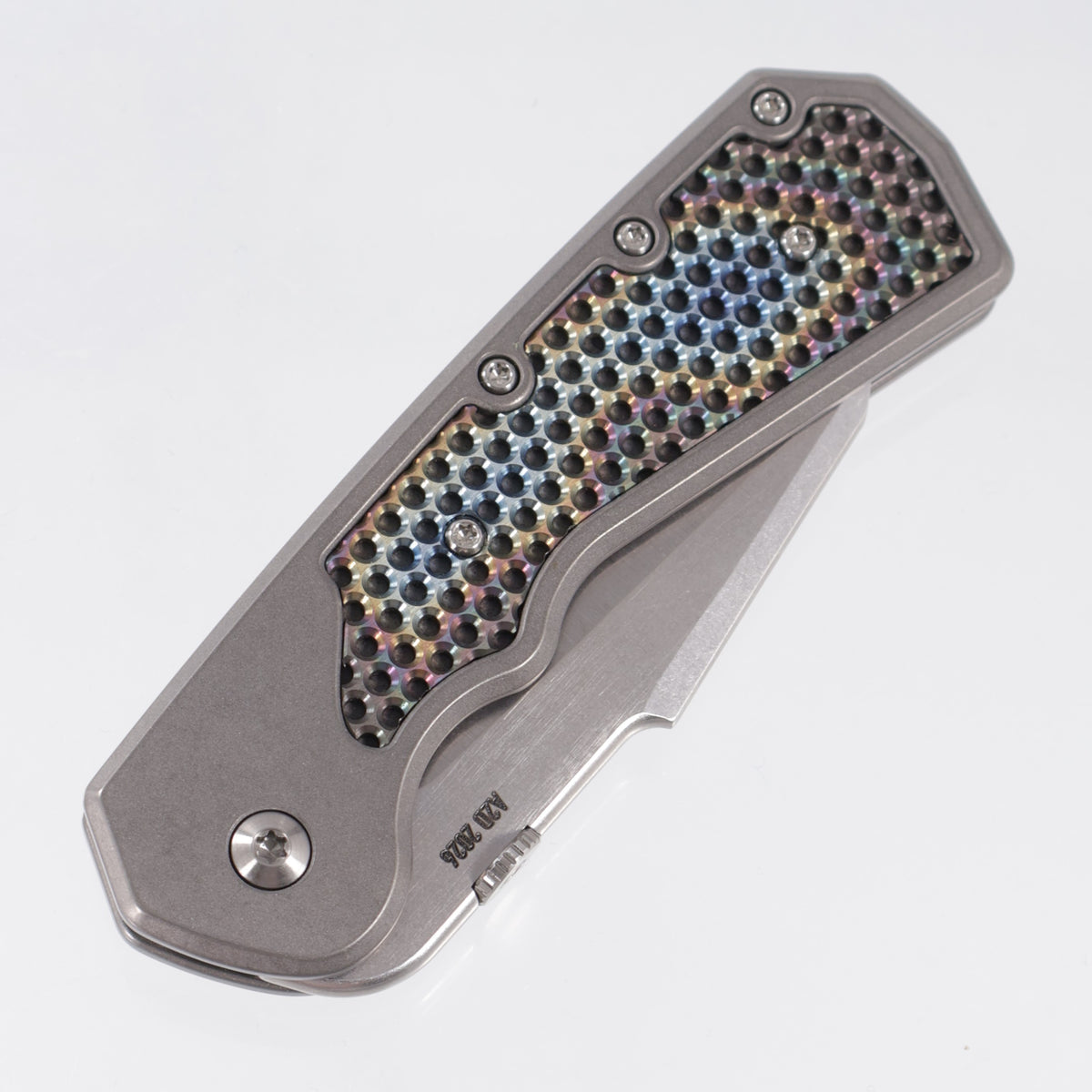 Attn2Detail Mercantile Delta Gen4 Harpoon Sheepsfoot - Greywash Titanium w/ Heat Colored Zirc Tech Screen Inlays - Stonewash Satin Magnacut - A2D