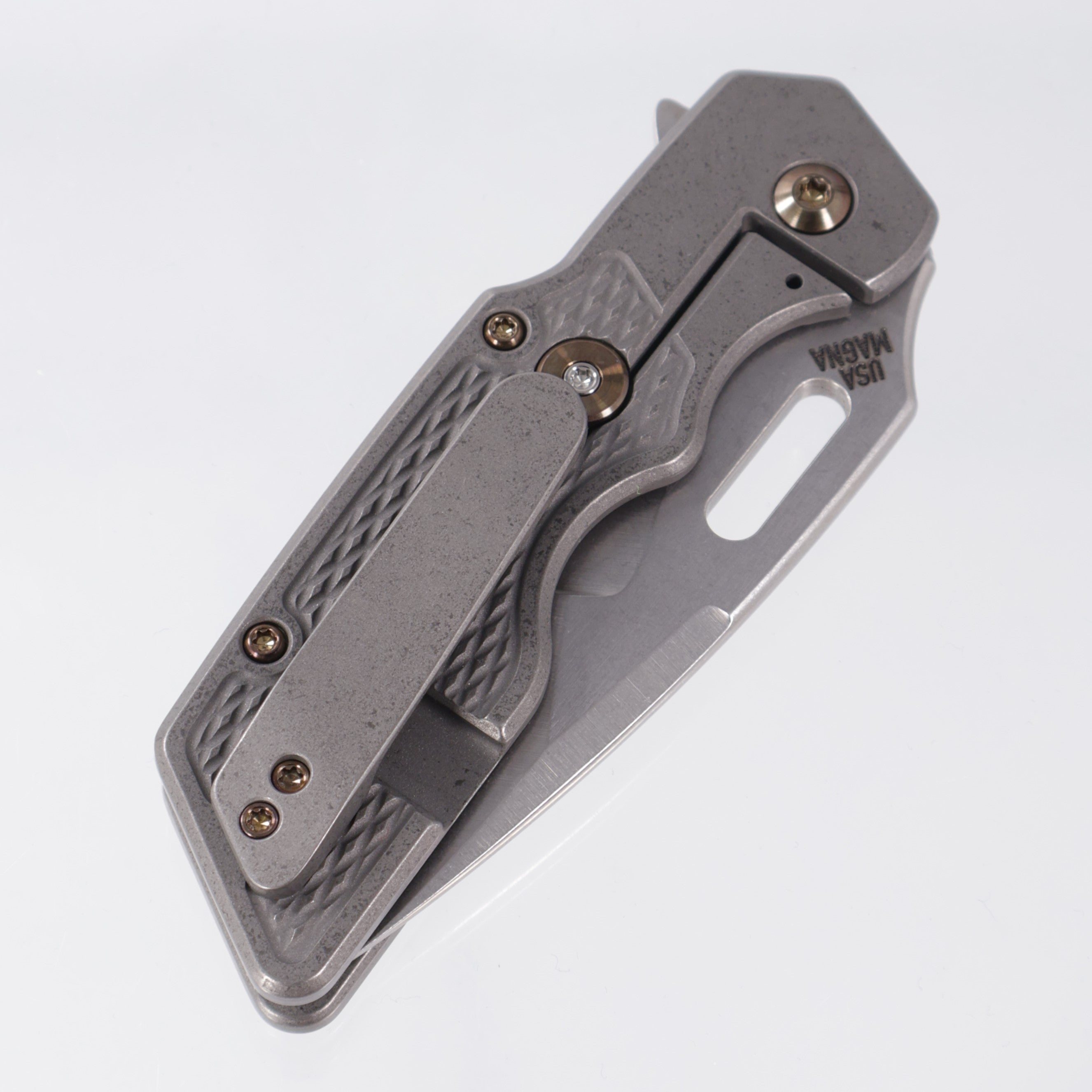 Attn2Detail Mercantile Mk.1 Medium - Stonewash M16 Grip Texture w/ Bronze Ano Hadware - Stonewash/Satin Hissatsu Compound Grind Magnacut