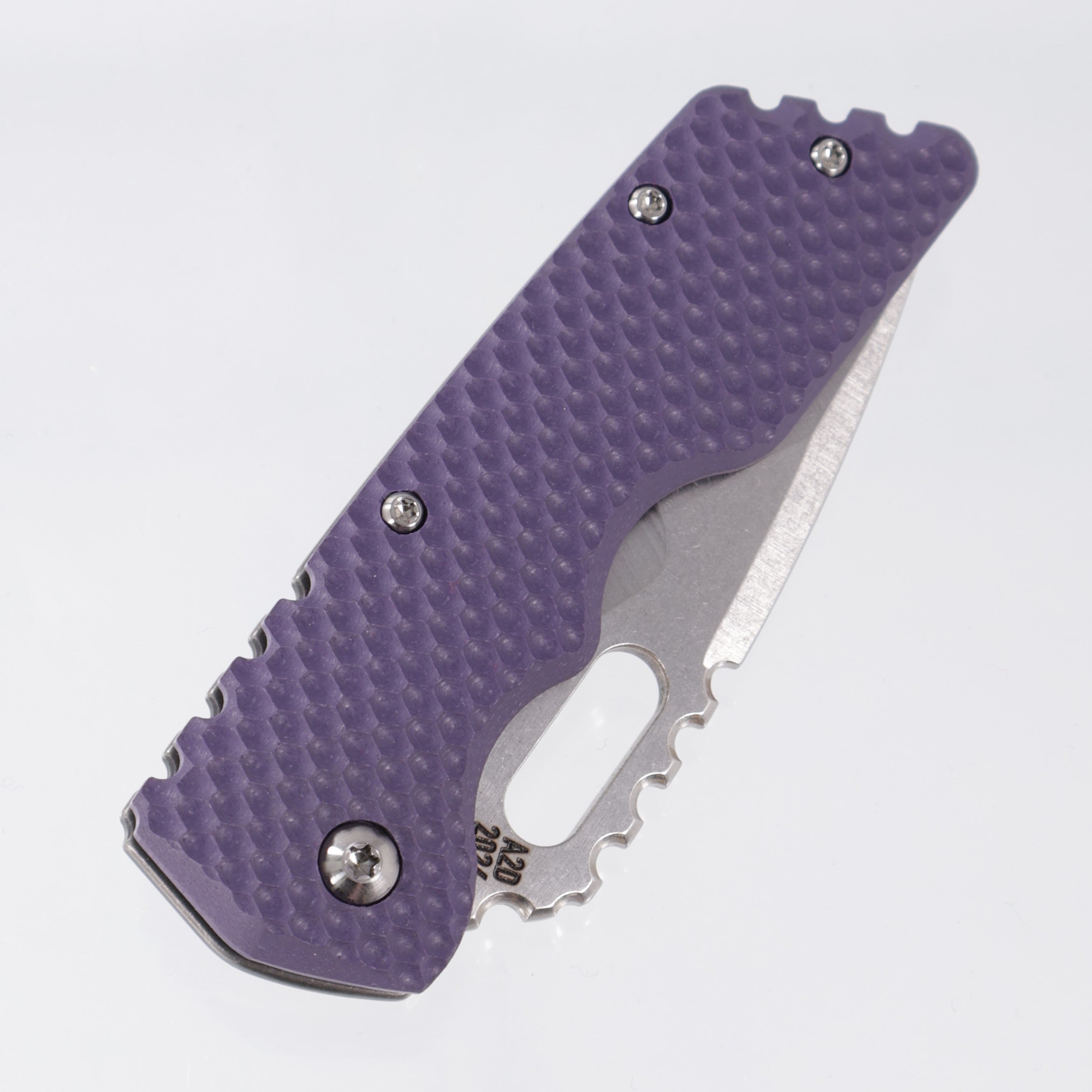 Attn2Detail Mercantile Mk.2 Medium - Double Divot Purple G10 Show Scale w/ Double Divot Black Titanium Lockside - Stonewash/Satin Hissatsu Compound Grind Magnacut