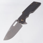 Attn2Detail Mercantile Mk.1 Large Gen4 Drop Point Rising Grind - Blackwash Contoured M16 Grip Titanium w/ Bronze Hardware - Stonewash Satin Magnacut