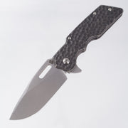 Attn2Detail Mercantile Mk.1 Large Gen4 Drop Point Rising Grind - Blackwash Hammered Titanium - Stonewash Satin Magnacut