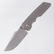 Attn2Detail Mercantile Mk.3 Large Gen4 Harpoon Drop Point Rising Grind - Grey Stonewash Contoured Double Divot Titanium - Stonewash Satin Magnacut