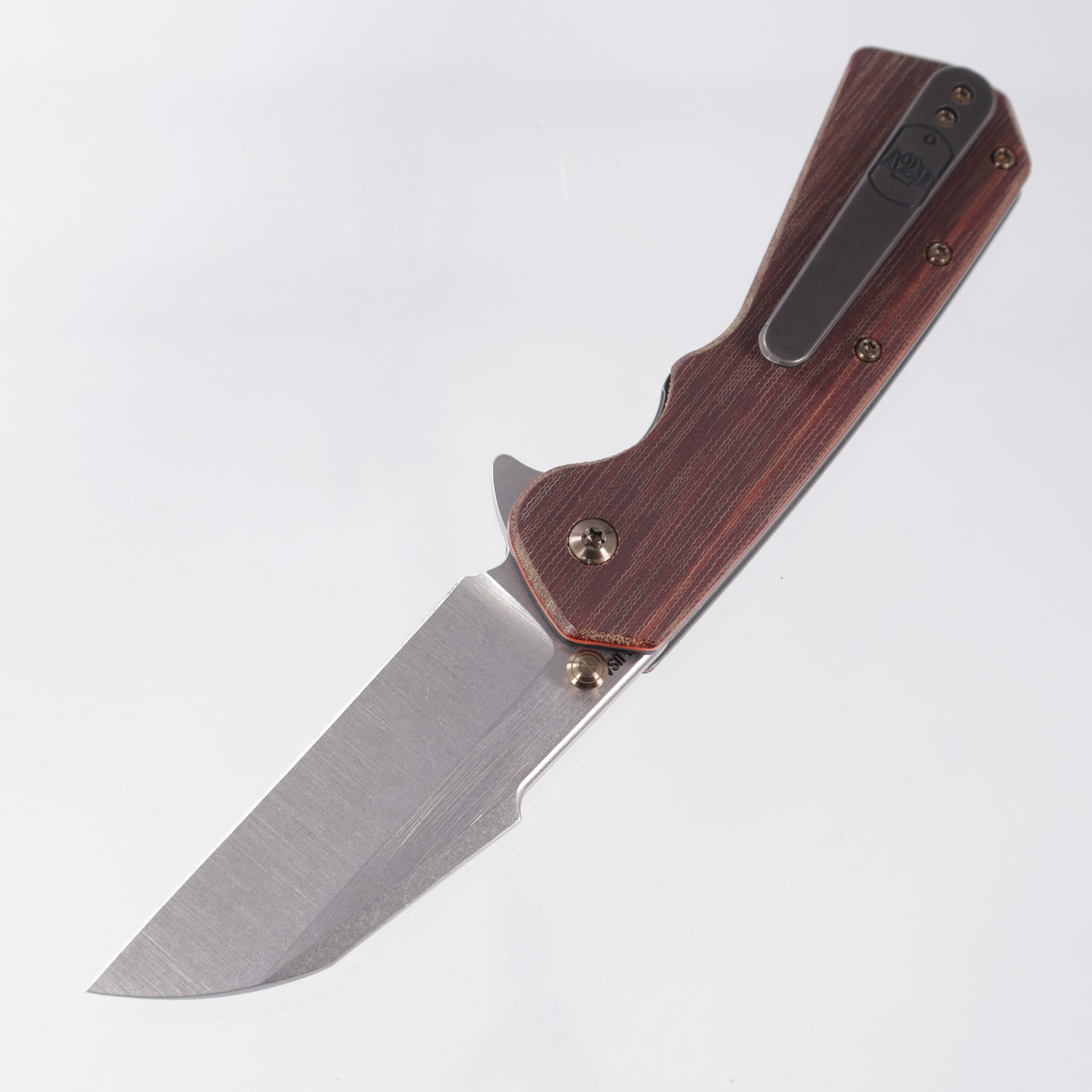 Attn2Detail Mercantile Delta Liner Lock Harpoon Sheepsfoot - Crosscut Micarta w/ Blackened Titanium Liners & Bronze Hardware - Stonewash Satin Magnacut
