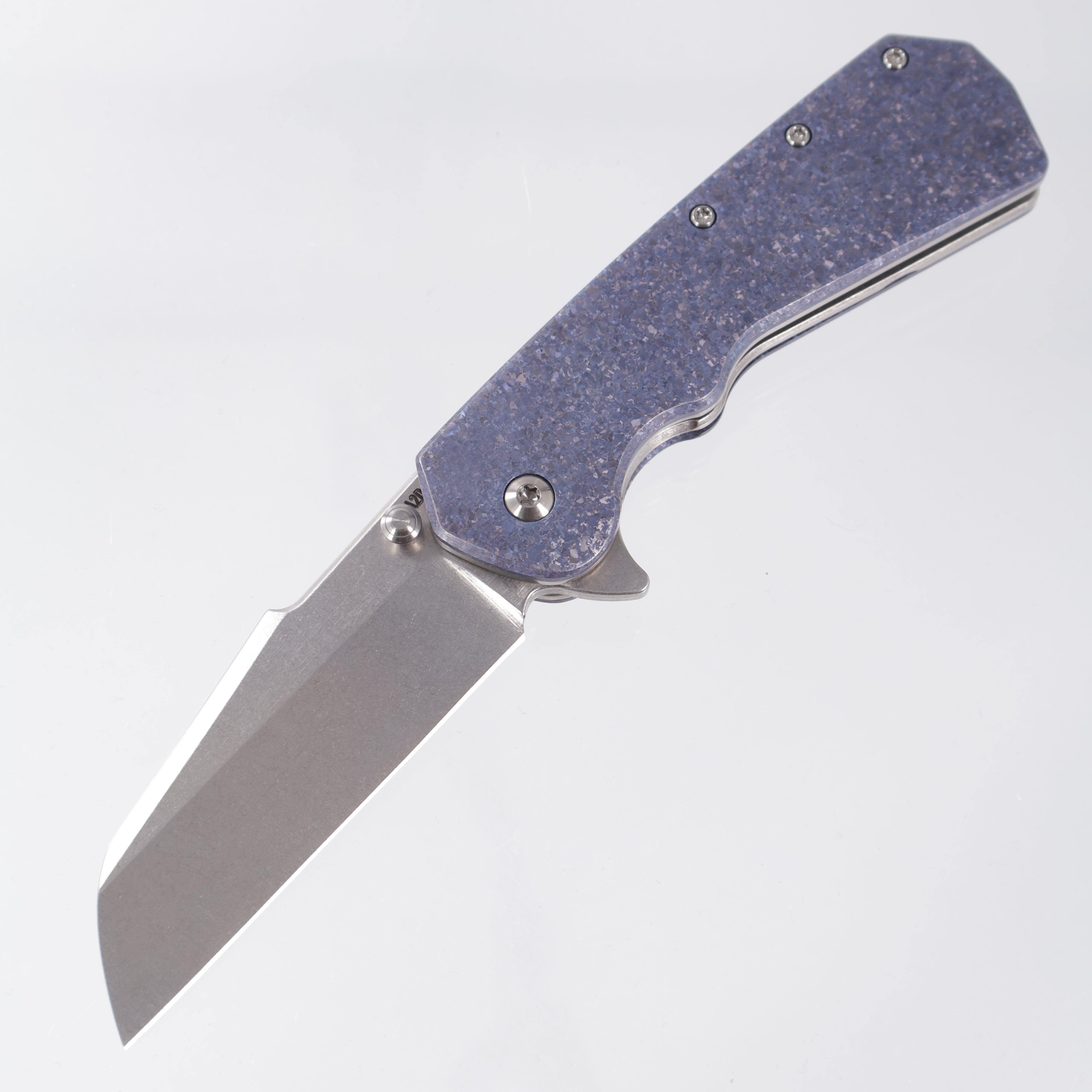 Attn2Detail Mercantile Delta Liner Lock Harpoon Sheepsfoot - Blueberry Ano Crystalized Titanium w/ Stonewash Titanium Liners - Stonewash Satin Magnacut