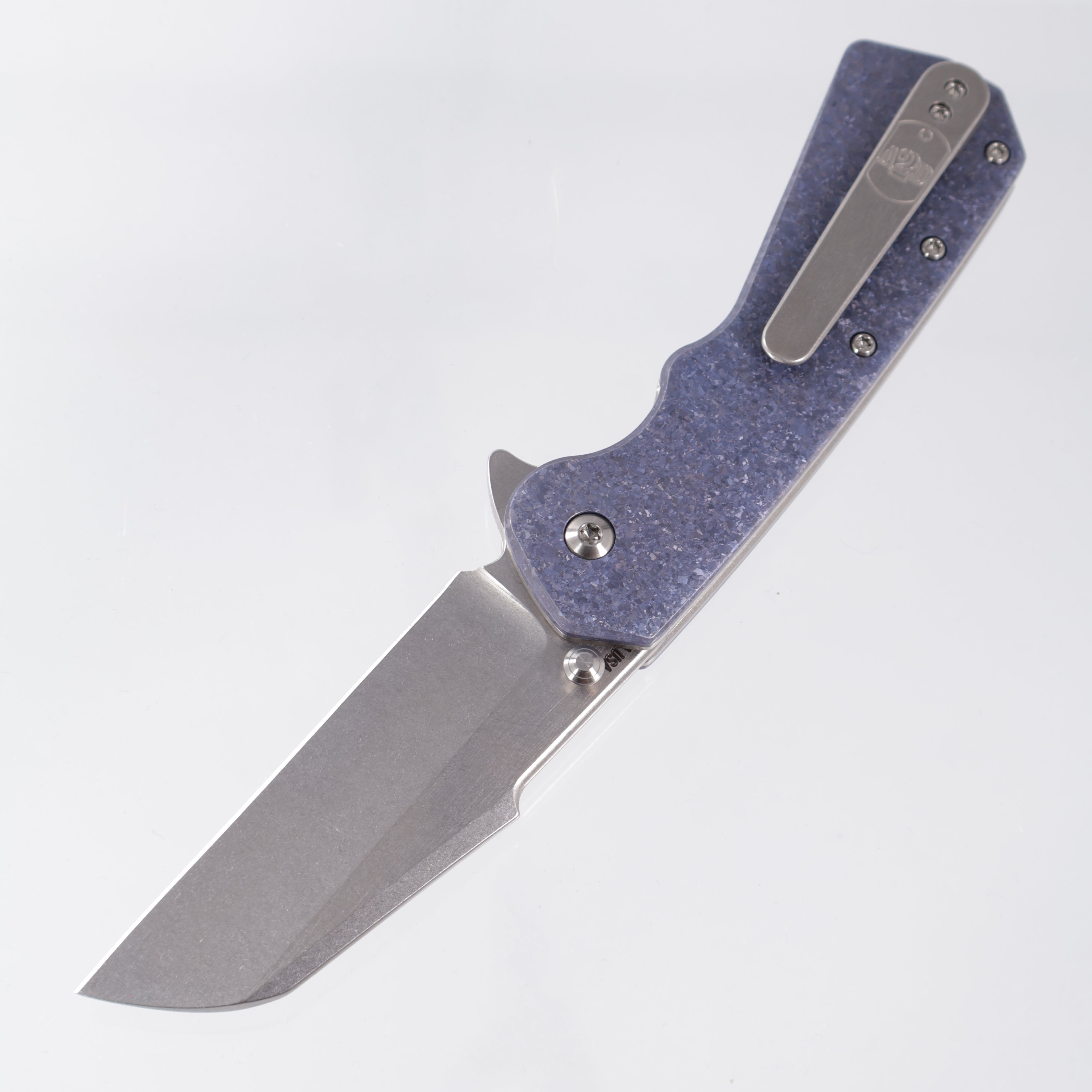 Attn2Detail Mercantile Delta Liner Lock Harpoon Sheepsfoot - Blueberry Ano Crystalized Titanium w/ Stonewash Titanium Liners - Stonewash Satin Magnacut