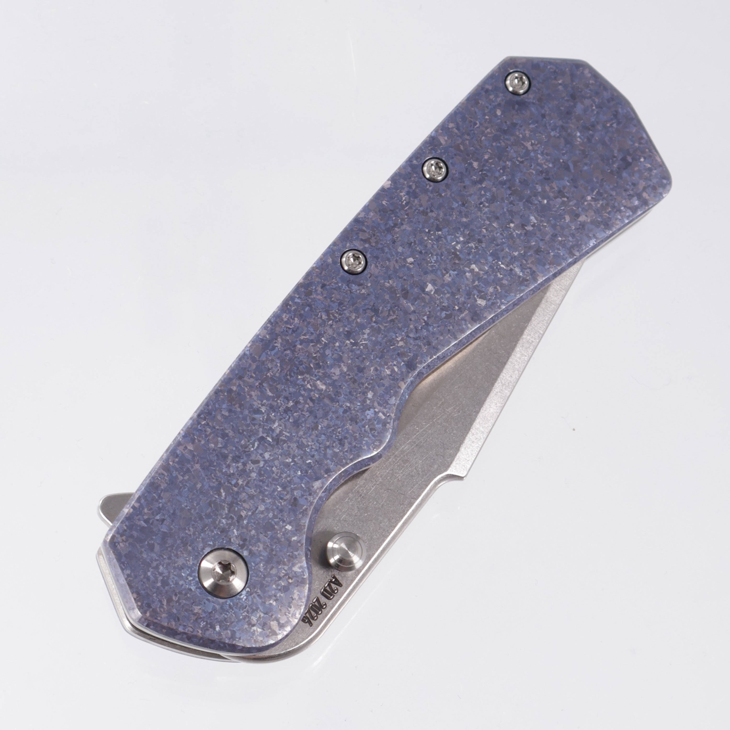Attn2Detail Mercantile Delta Liner Lock Harpoon Sheepsfoot - Blueberry Ano Crystalized Titanium w/ Stonewash Titanium Liners - Stonewash Satin Magnacut
