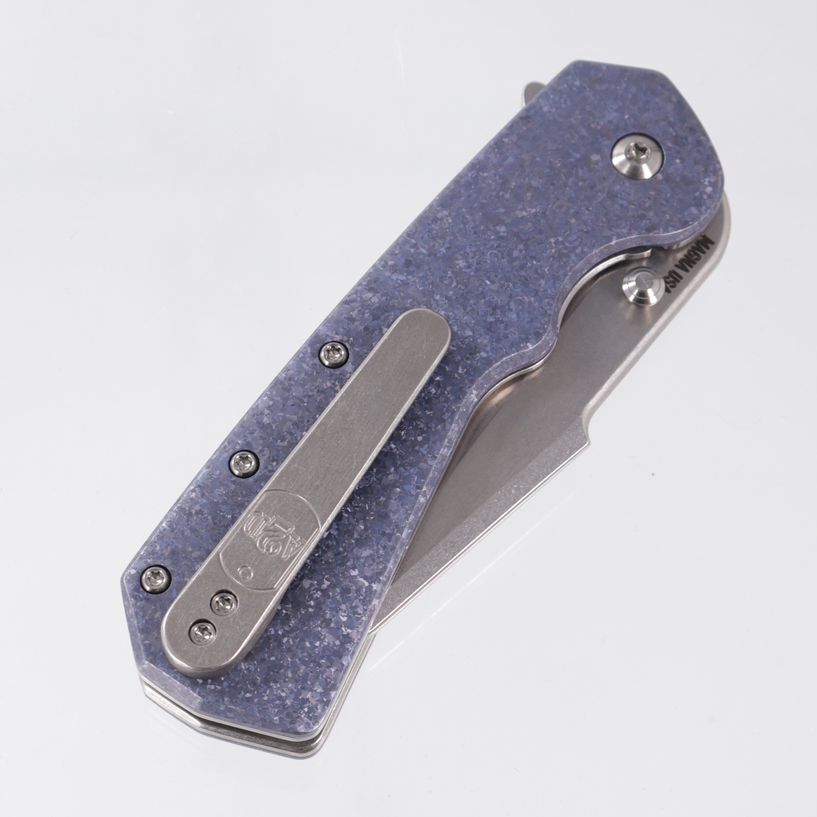Attn2Detail Mercantile Delta Liner Lock Harpoon Sheepsfoot - Blueberry Ano Crystalized Titanium w/ Stonewash Titanium Liners - Stonewash Satin Magnacut