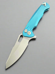 Dead Reckon Knives Ridgeback - Aluminum Turquoise, Modified Blade Shape, Series 1, Magnacut, Button Lock, Glass Bead Matte