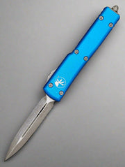 MICROTECH UTX-70 OTF KNIFE- DOUBLE EDGE- BLUE HANDLE- APOCALYPTIC BLADE 147-10 APBL MAGNACUT