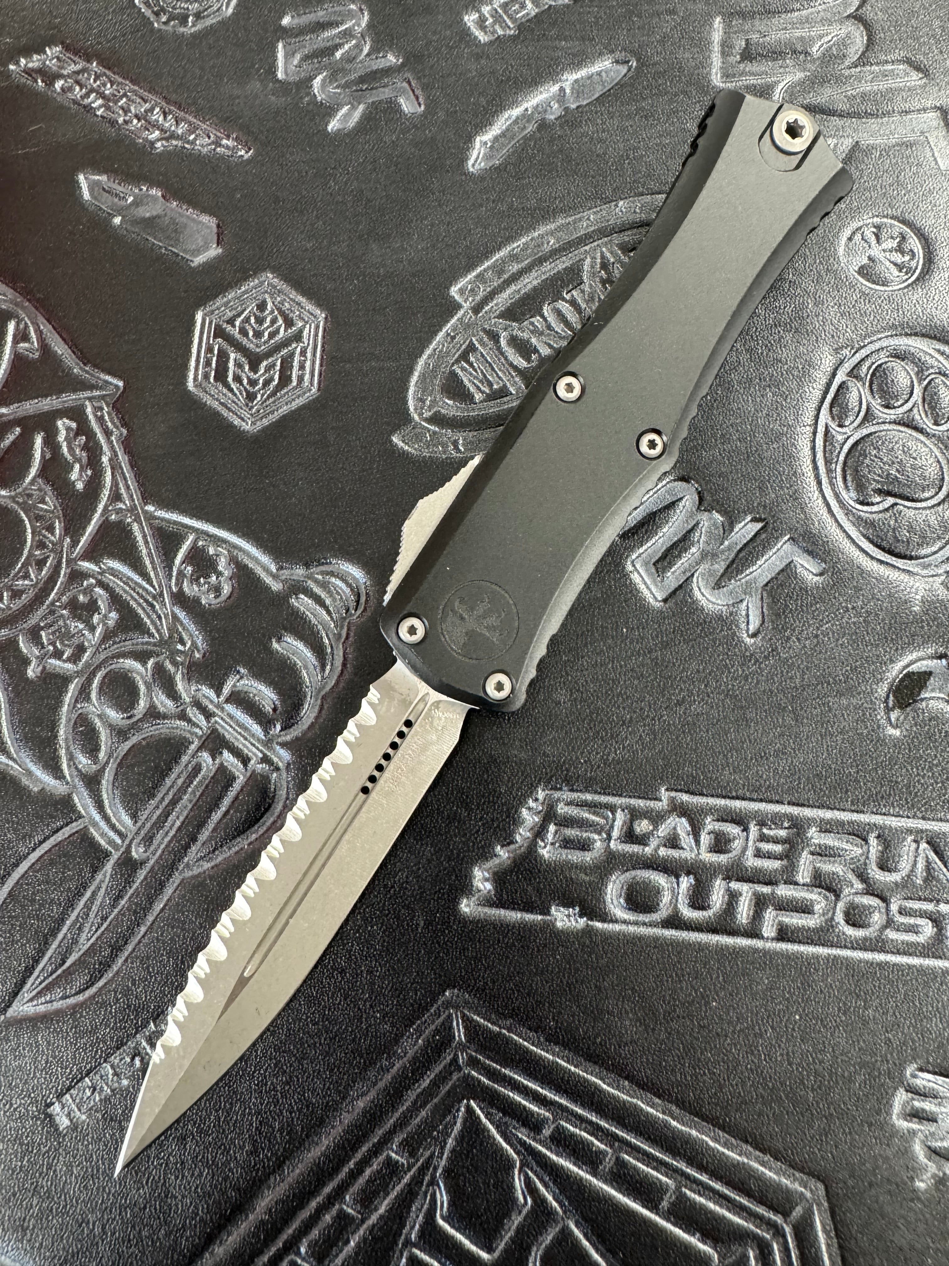 Microtech Knives Mini Hera Apocalyptic Full Serrated Double Edge M390MK w/ Black Handle 1702M-12 AP