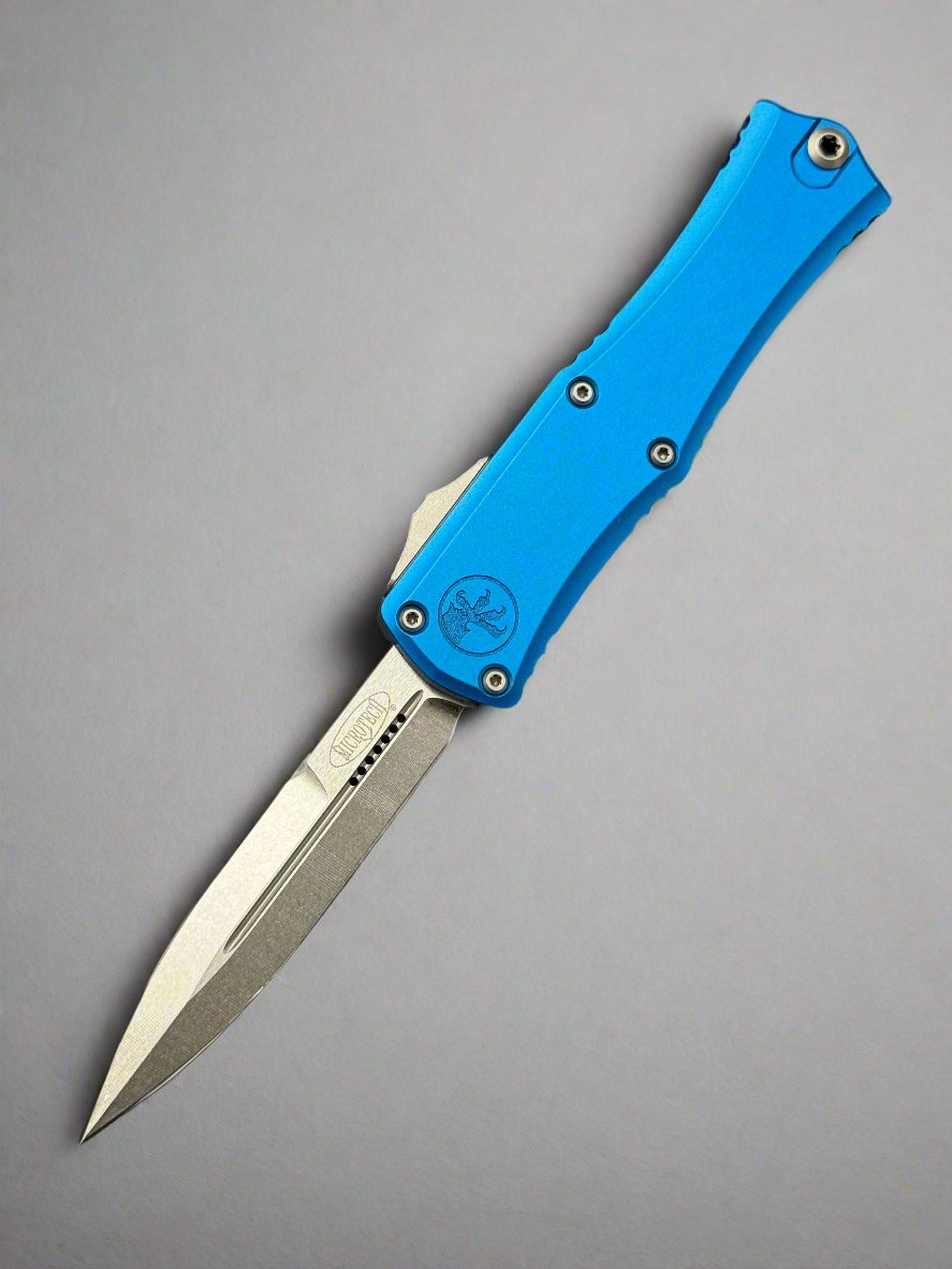 Microtech Knives Mini Hera Stonewash Bayonet M390MK & Blue 1701M-10BL