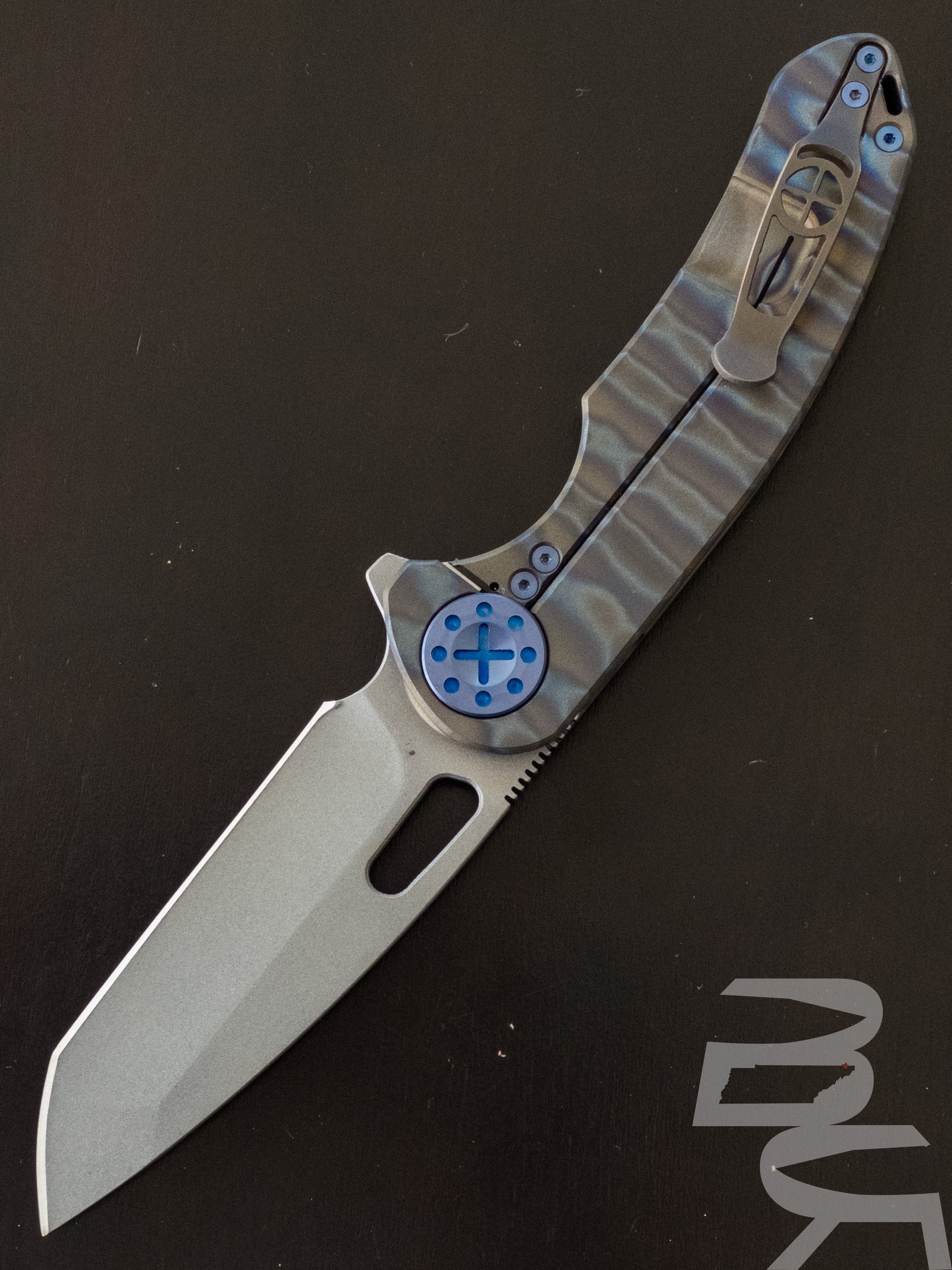 Curtiss Knives F3 Large Spanto Flipper S45vn Torched Titanium